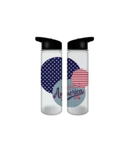 USA American Flag Elements Circular Collage 24oz Water Bottle