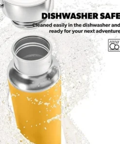 Dometic THRM48 16 Ounce Stainless Steel Vacuum Sealed Insulated Thermo Bottle with Twist Off Steel Cap, BPA Free and Dishwasher Safe, Mango Yellow