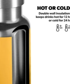 Dometic THRM66 Thermo 22 Ounce Stainless Steel Ergonomic Vacuum Sealed Bottle with Double Wall Insulation, Fits All Standard Cup Holders, Glow