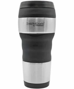 Thermos 16 oz. ThermoCafe Stainless Steel Tumbler w/ Grip- Stainless Steel/Black