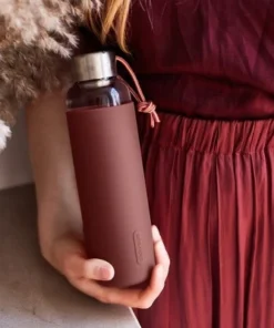 Black+blum Black + Blum Glass Water Bottle with Burgundy Sleeve