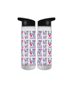 USA Americana Patriotic Love 24 Oz Plastic Water Bottle