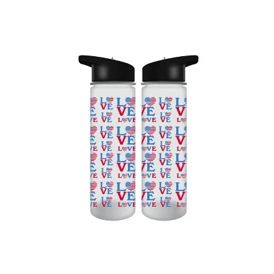 USA Americana Patriotic Love 24 Oz Plastic Water Bottle 3 USA Americana Patriotic Love 24 Oz Plastic Water Bottle