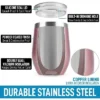 Zulay Kitchen Zulay 12oz Insulated Wine Tumbler With Lid - Stemless Stainless Steel Wine Tumblers With Lids