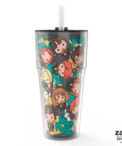 Zak Designs 16oz Double-Wall Insulation Travel Tumbler Plastic with Lid and Straw