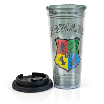 Silver Buffalo Harry Potter Hogwarts Crest 24oz Double Walled Plastic Travel Mug 5 Silver Buffalo Harry Potter Hogwarts Crest 24oz Double Walled Plastic Travel Mug - Image 3