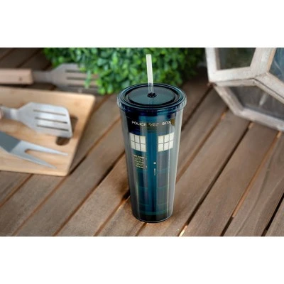Seven20 Doctor Who TARDIS 20oz Tumbler Travel Cup w/ Lid and Straw 6 Seven20 Doctor Who TARDIS 20oz Tumbler Travel Cup w/ Lid and Straw - Image 4