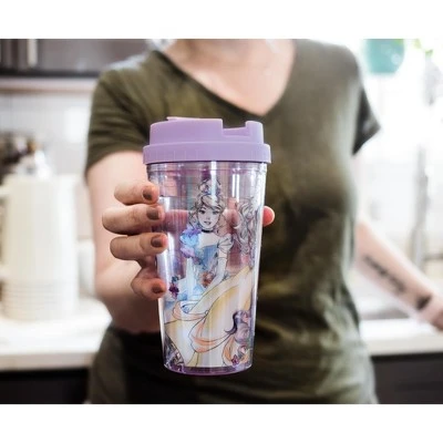 Silver Buffalo Disney Princesses Double-Walled Plastic Tumbler With Lid | Holds 16 Ounces 4 Silver Buffalo Disney Princesses Double-Walled Plastic Tumbler With Lid | Holds 16 Ounces - Image 2