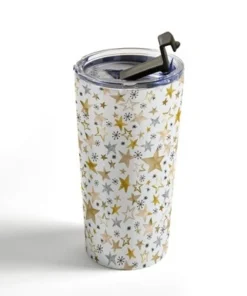 Society6 Ninola Design Winter stars holiday gold Travel Mug 20 oz Stainless Steel Travel Mug - Deny Designs -Water Bottles Shop unnamed file 774