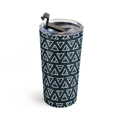 Society6 CoastL Studio Alchemical Triangles Navy 20 oz Stainless Steel Travel Mug - Deny Designs 4 Society6 CoastL Studio Alchemical Triangles Navy 20 oz Stainless Steel Travel Mug - Deny Designs - Image 2