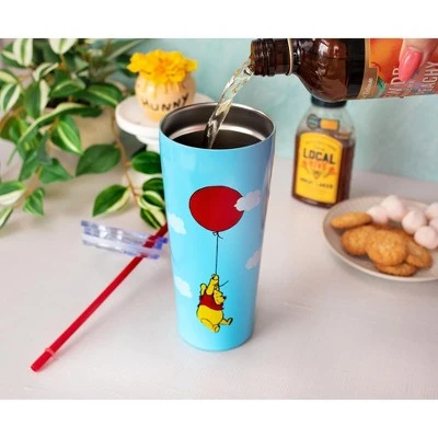 Silver Buffalo Winnie the Pooh Balloon Stainless Steel Tumbler With Straw | Holds 22 Ounces 6 Silver Buffalo Winnie the Pooh Balloon Stainless Steel Tumbler With Straw | Holds 22 Ounces - Image 4