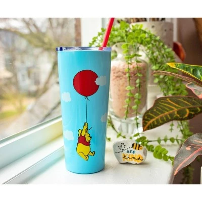 Silver Buffalo Winnie the Pooh Balloon Stainless Steel Tumbler With Straw | Holds 22 Ounces 7 Silver Buffalo Winnie the Pooh Balloon Stainless Steel Tumbler With Straw | Holds 22 Ounces - Image 5