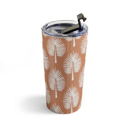 Society6 CoastL Studio Wide Palm Terra Cotta 20 oz Stainless Steel Travel Mug - Deny Designs 5 Society6 CoastL Studio Wide Palm Terra Cotta 20 oz Stainless Steel Travel Mug - Deny Designs - Image 3