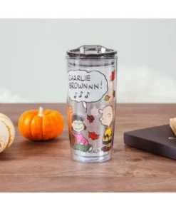 Silver Buffalo Peanuts Charlie Brown Travel Tumbler with Slide Close Lid | Holds 20 Ounces -Water Bottles Shop unnamed file 892