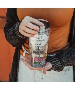 Silver Buffalo Peanuts Charlie Brown Travel Tumbler with Slide Close Lid | Holds 20 Ounces -Water Bottles Shop unnamed file 895
